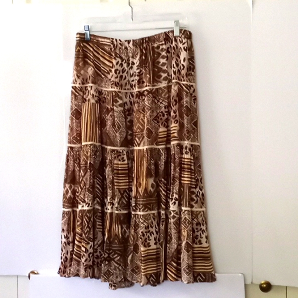 SAG Harbor Women's Animal Print Skirt - Size (8) - Brown